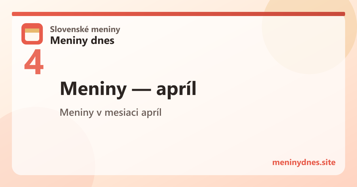 Meniny v mesiaci apríl