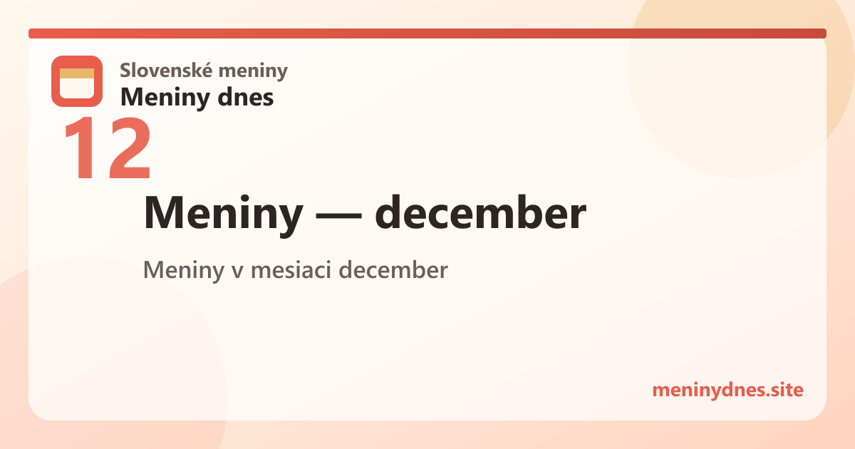 Meniny v mesiaci december
