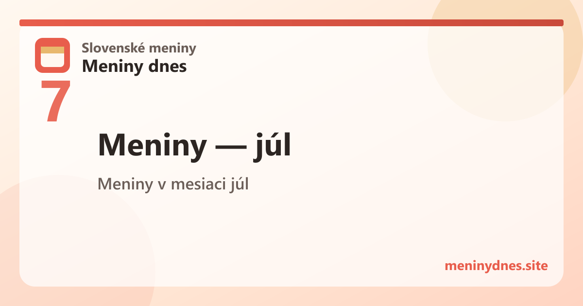 Meniny v mesiaci júl