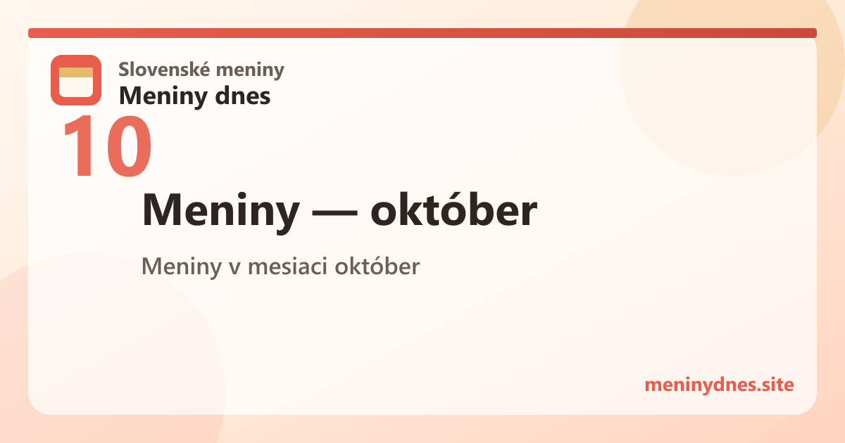 Meniny v mesiaci október